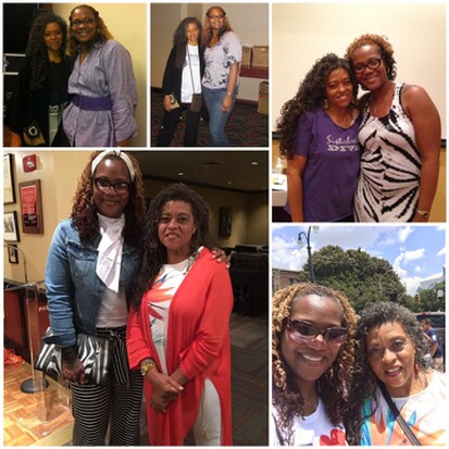 Photo collage of the Lots of Locs founder with Dr. Joanne Cornwell, originator of Sisterlocks